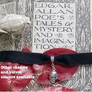 Edgar Allan Poe velvet choker - other charms and velvet colours available