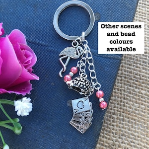 Lewis Carroll beaded key ring - other scenes and bead colours available