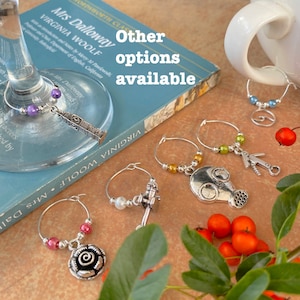 Virginia Woolf wine glass charms - other options available