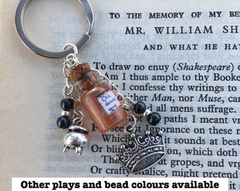 Shakespeare beaded key ring - other plays and bead colours available
