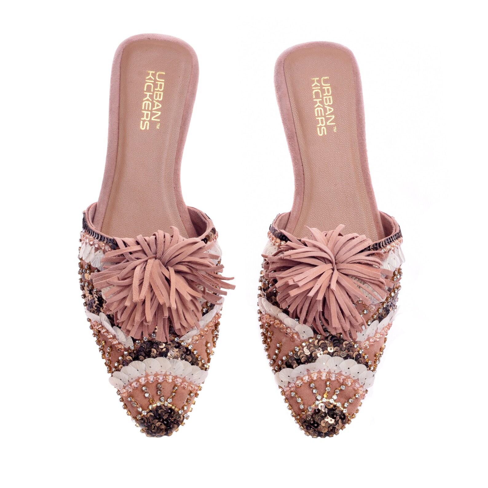 embroidered leather ballet flat sandal