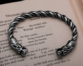 Blacksmith Made Runic Viking Primitive Torc of Married Metal Bronze Torc