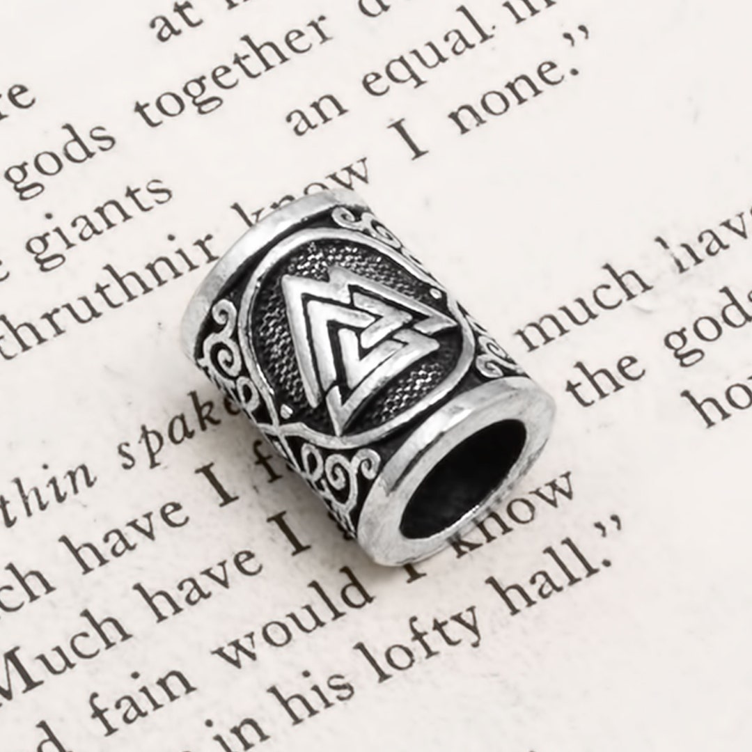 thumbnail image 2 of Viking Valknut Beard Beads – 8mm Stainless Steel Hair Beads For Men, Set Of 4 2 of 6