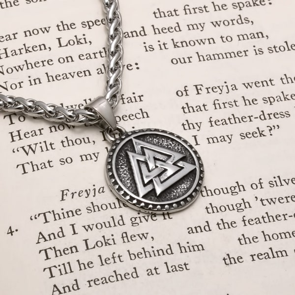 Viking Valknut Stainless Steel Pendant Necklace