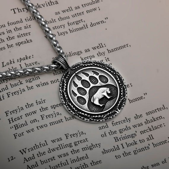 Viking Bear Paw Print Berserker Stainless Steel Pendant - Bear Paw Print Pendant Viking Bear Paw Print Berserker Stainless Steel Pendant - Bear Paw Print Pendant