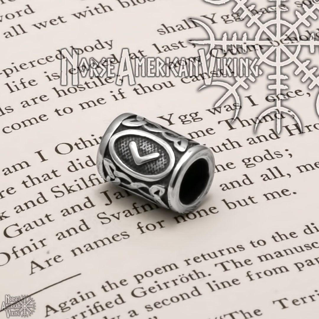 Viking Elder Futhark Kauna Rune Beard Hair Jewelry Bead 316L - Etsy