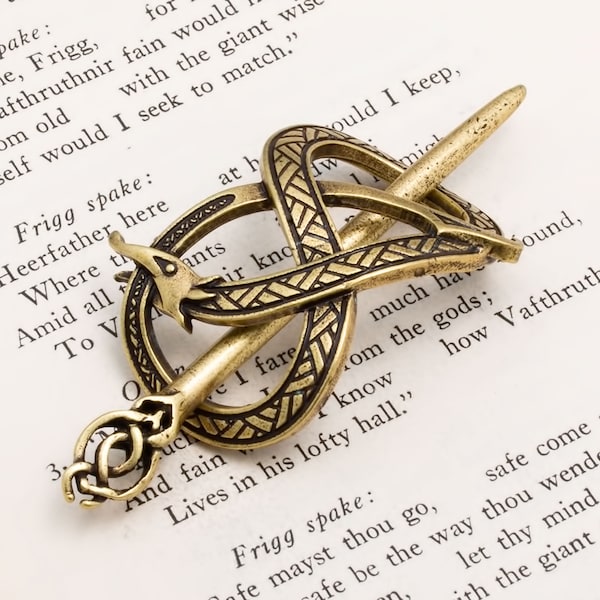 Viking Norse Dragon Infinity Knot Hair Pin Gold