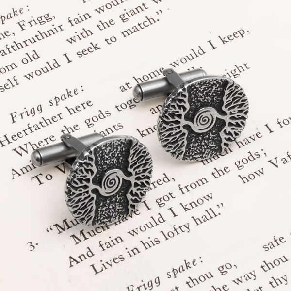 Viking World Tree Yggdrasil Cufflinks Stainless Steel