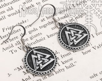 Viking Valknut Slain Warrior Knot Earrings 316L Stainless Steel