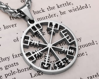 Viking Vegvisir Compass Open Stainless Steel Pendant Necklace