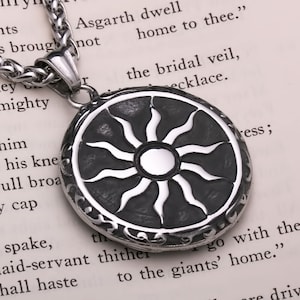 Viking Sun Medallion Stainless Steel Pendant Necklace
