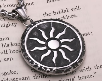 Viking Sun Medallion Stainless Steel Pendant Necklace