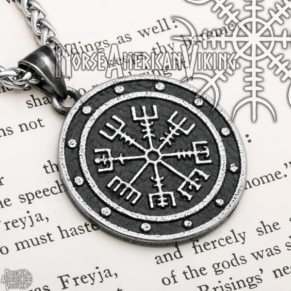 Viking Vegvisir Compass Ancient Stainless Steel Pendant Necklace