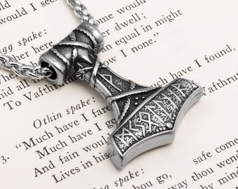 Viking Mjolnir Thor's Hammer Stainless Steel Pendant Necklace