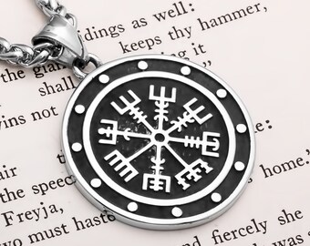 Viking Vegvisir Compass Stainless Steel Pendant Necklace