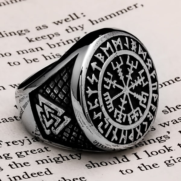 Viking Vegvisir Rune Ring 316L Stainless Steel