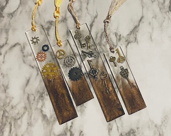 Steampunk Bookmark, Set of Two, Resin Bookmark, Gift for Reader, Reader Gift