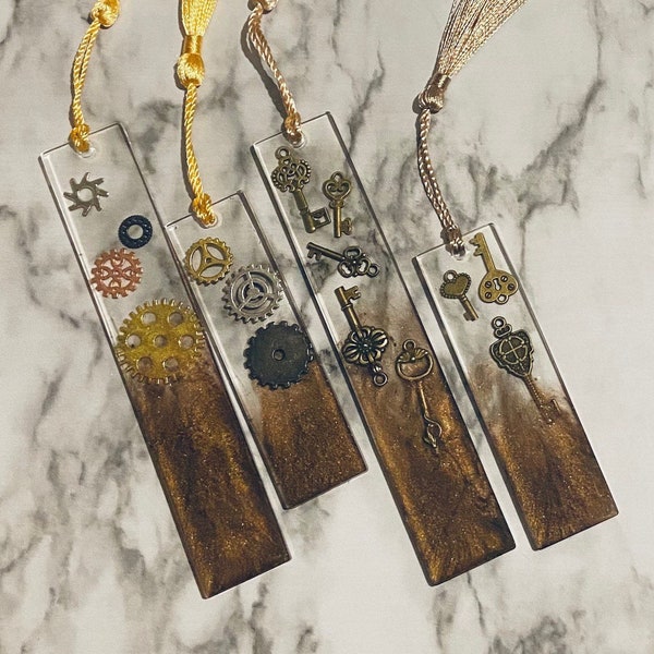 Steampunk Bookmark, Set of Two, Resin Bookmark, Gift for Reader, Reader Gift