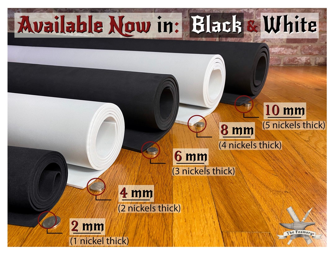 EVA Foam 1,2,4,6,8 and 10mm, 35 X 59 Sheet, Black & White, Ultra High