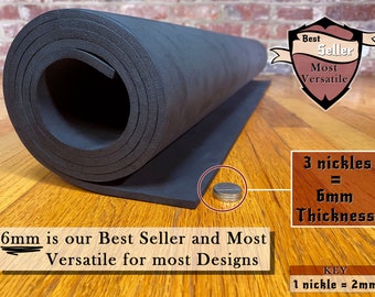 EVA Foam - 6mm, 35" x 59" Sheet, Black or White, Ultra High Density 85 kg/m3, by The Foamory for Cosplay, Costuming, Crafting