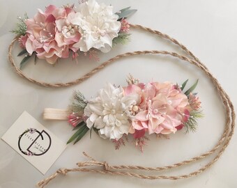 Mommy and Me Flower Headband, Baby Flower Crown, Mother and Daughter Headpiece, Adult Hair Band, Tieback, Wedding Photo Shoot, Birthday Girl