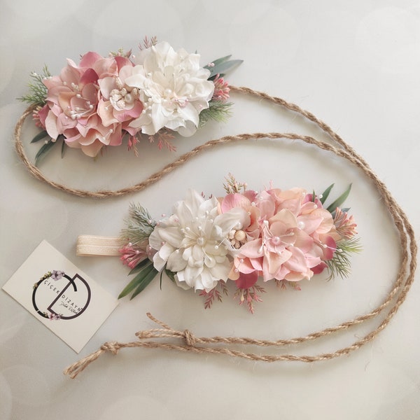 Mami und ich Blumen Stirnband, Baby Blumenkrone, Mutter und Tochter Kopfschmuck, Erwachsene Haarband, Tieback, Hochzeit Fotoshooting, Geburtstagskind