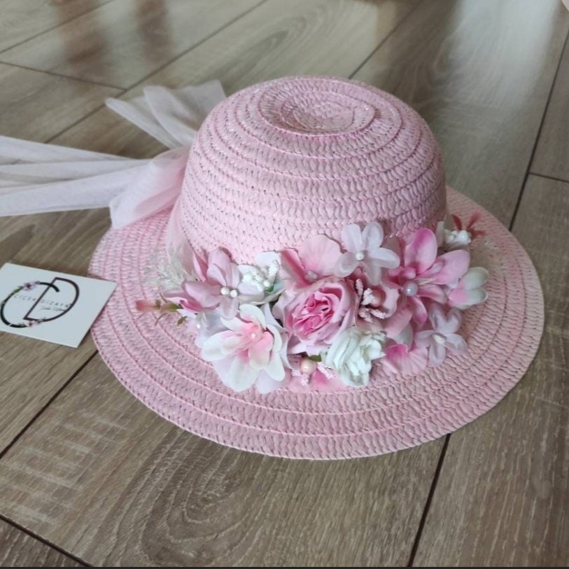 Lola\'s Creations Spring Summer Straw Hat with Flowers French Vintage Summer Cute Straw Hat Lolita Girl Flowers  main image 3