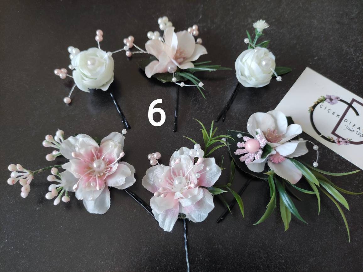 Pink Floral Bridal Hair Pins: Wedding Hair Comb Headband Set  display picture 1