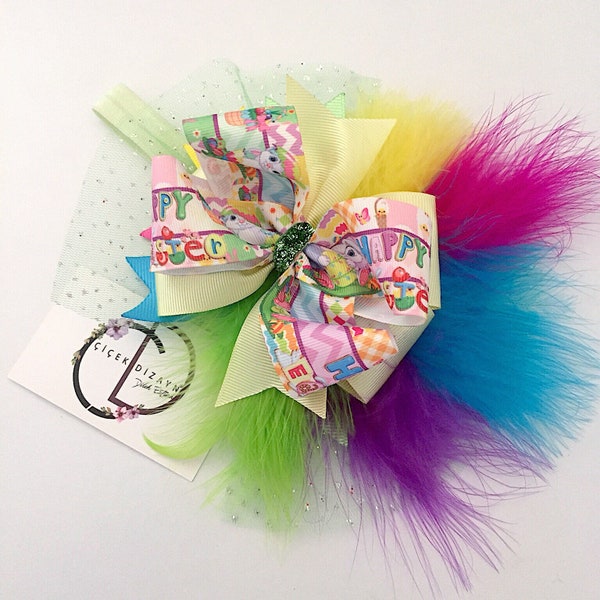 Fiocco per capelli bambino coniglietto pasquale, fascia per capelli ragazza coniglio, copricapo regalo per bambini, fiocco in tulle colorato, fascia per capelli con piume, fascia per capelli per bambini, clip per bambini