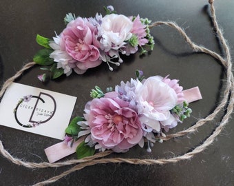 Mommy and Me Flower Crown, Baby Flower Headband, Mother and Daughter Headpiece, Adult Hair Band, Tieback, Wedding Photo Shoot, Birthday Girl