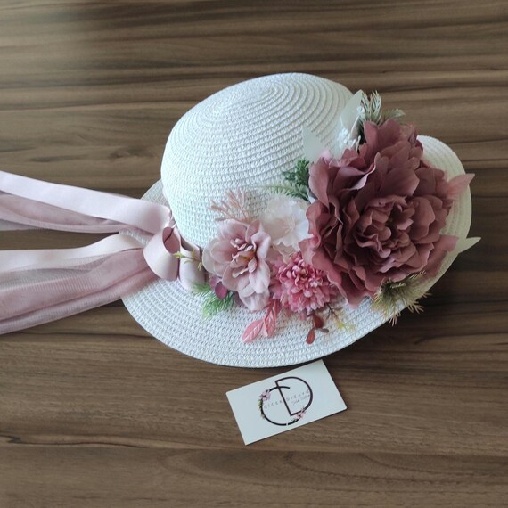 Mauve Flower Derby Hat: Chic Tea Party, Easter, Bridal Photo  display picture 3