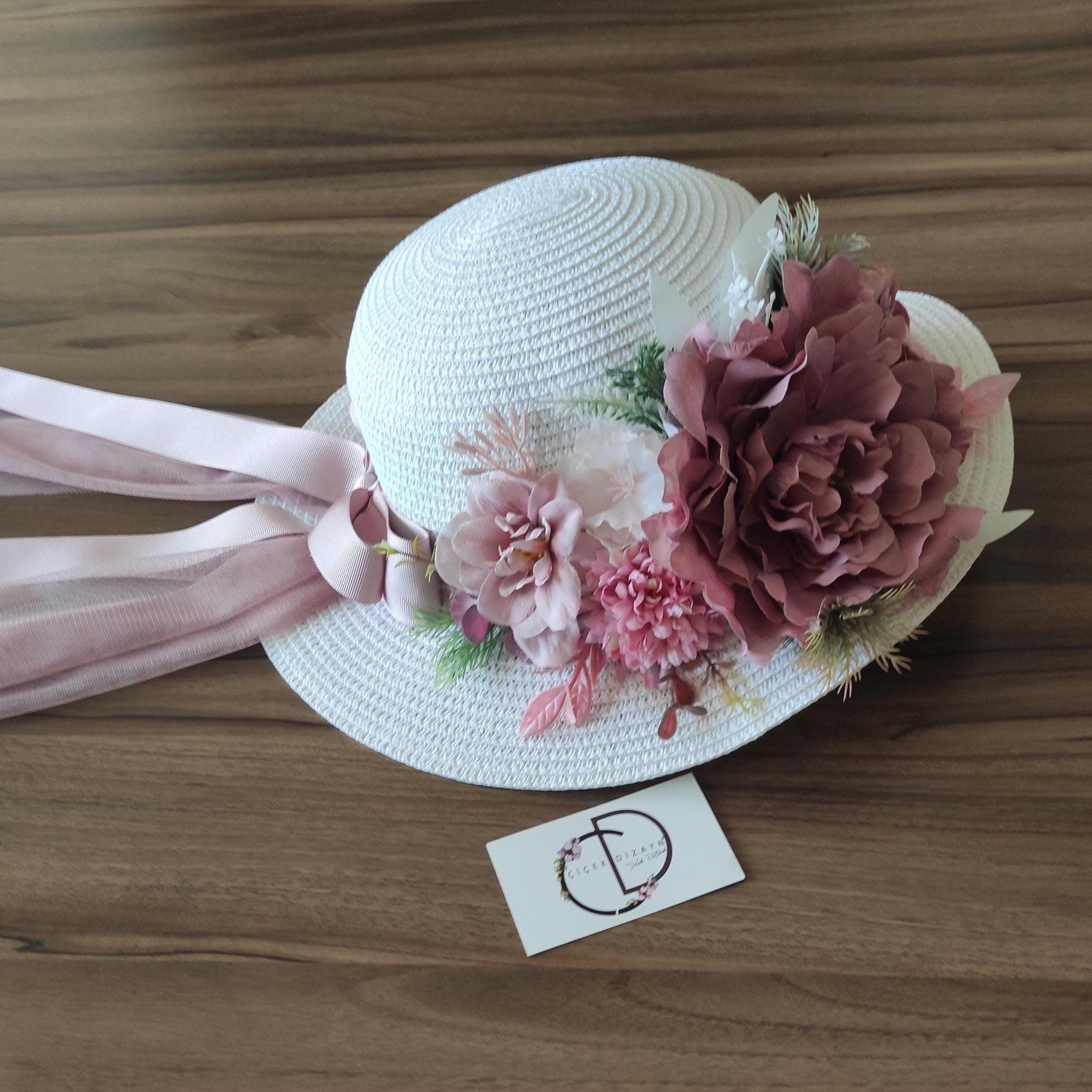 Elegant Women\'s Tweed Sun Hat With Satin Flowers And Pearls Wedding Tea Party Wedding 1980s Vintage Hats for Women for sale | eBay main image 3