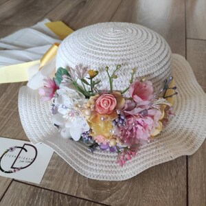 Floral Straw Floppy Hat: Boho Tea Party Bonnet - Etsy