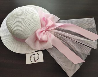 Floral Tea Party Hat: Dark Green Floppy Bonnet, Wedding Occasion