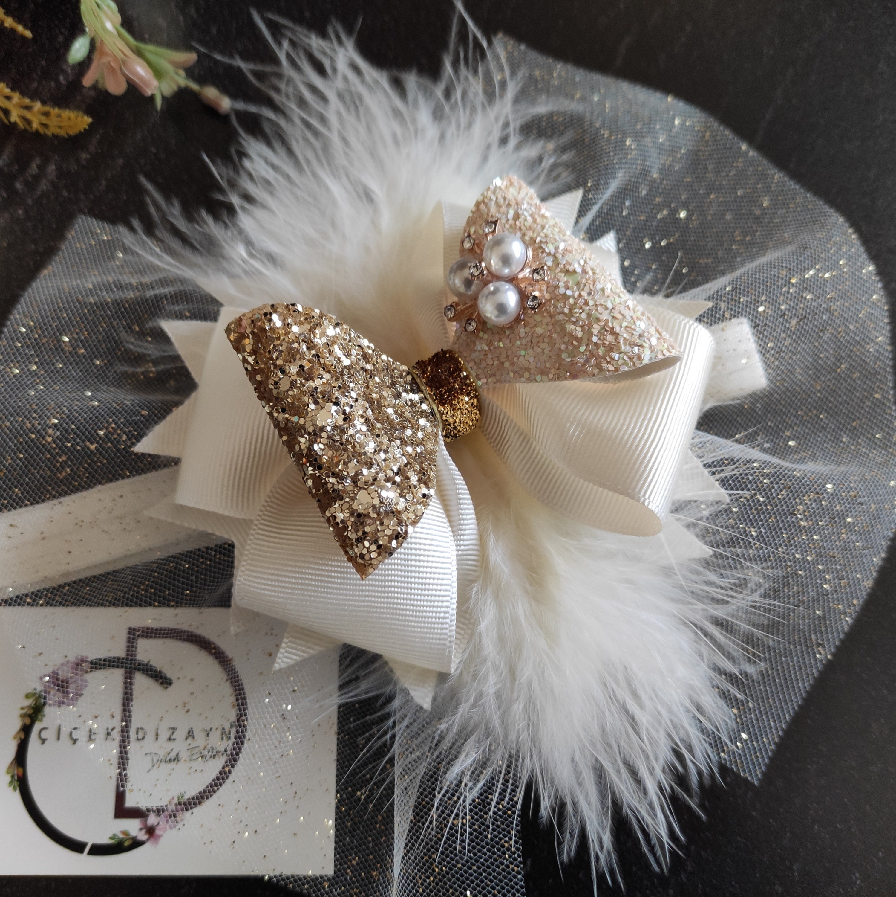 Gold Glitter Headwrap Bow - Etsy