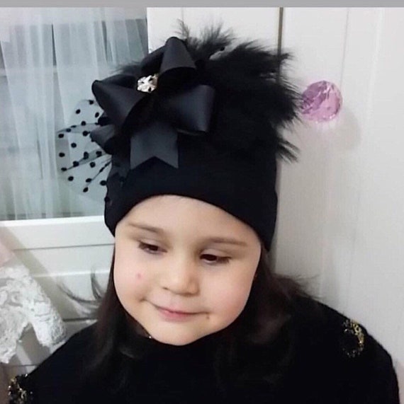 Baby Hat Fancy Feather Toddler Beanie 