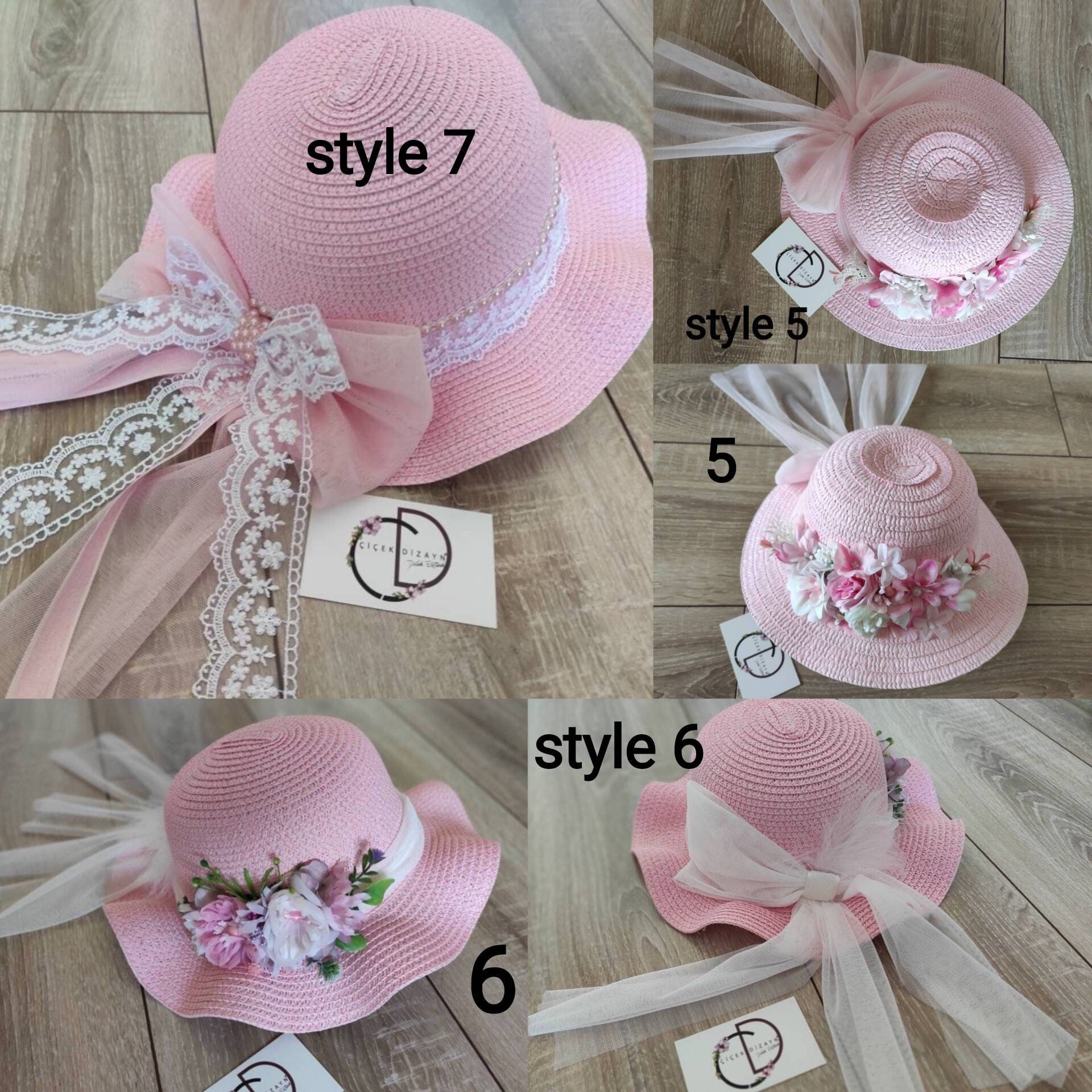 Vintage Pink Straw Sun Hat Wide Brim Floral Lace Ribbon Easter Garden Tea Party Wide Brim Pink Straw Vintage Hats for Women for sale | eBay main image 4