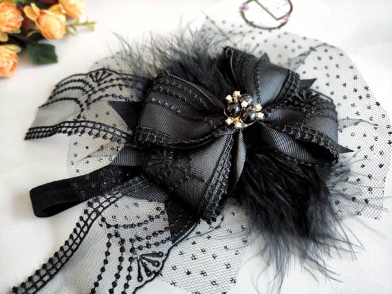 Black Halloween Baby Headband, Holiday Gift Girl Bow, Special