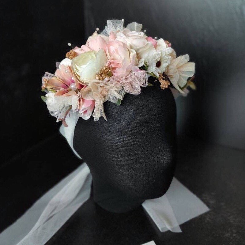 dusty pink headpiece