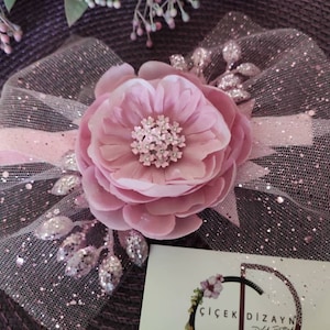 Mauve Pink Baby Headband, Flower Crown Feather Girls, Floral Headpiece