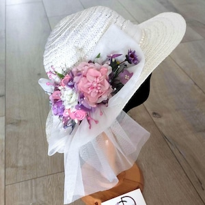 Floral Tea Party Hat, Flower Girl Easter Bonnet, Toddler Floppy Hat, Chic Baby Gift, Kentucky Derby Hat, Mommy Me Matching Hat, Photo Shoot