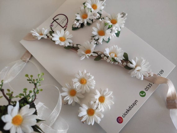 Daisy Floral Headband Adult White Daisy Floral Headband Adult White