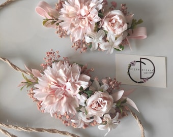 Mommy and Me Flower Headband, Baby Floral Crown, Mother Daughter Headpiece, Dusty Rose Adult Diadem, Birthday Tieback, Wedding Photo Shoot
