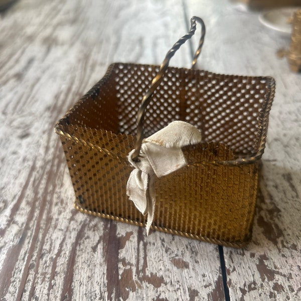 Vintage Small Gold Wire Basket