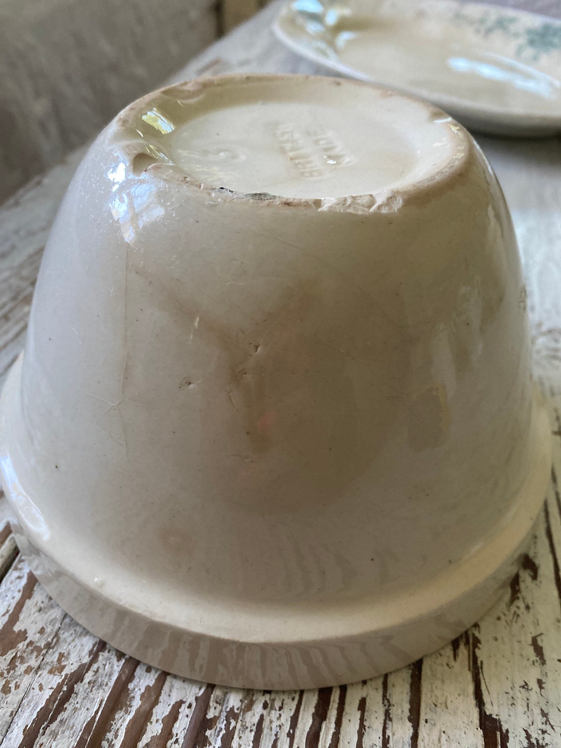 Vintage Stained Medium British Pudding Bowl Etsy