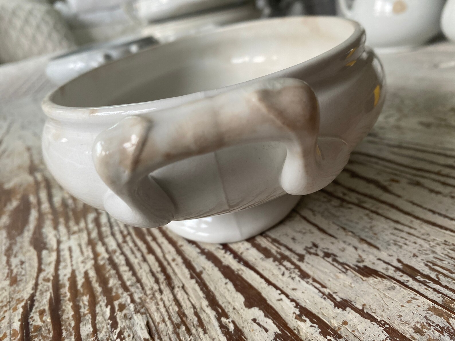 Vintage Stained Ironstone Tureen Etsy