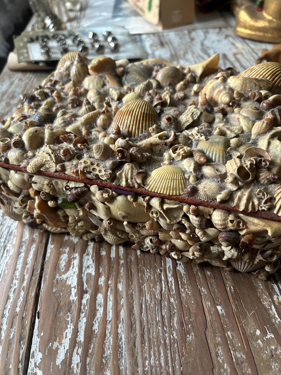 Vintage Handmade Shell Box - Etsy