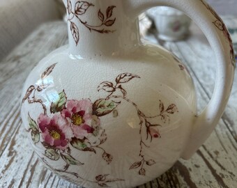 Vintage Springtime Floral Chubby Pitcher