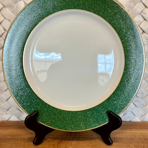 Rare Collectible Bernardaud Limoges Granite Emerald China Charger Plates Made In France (Six Available)