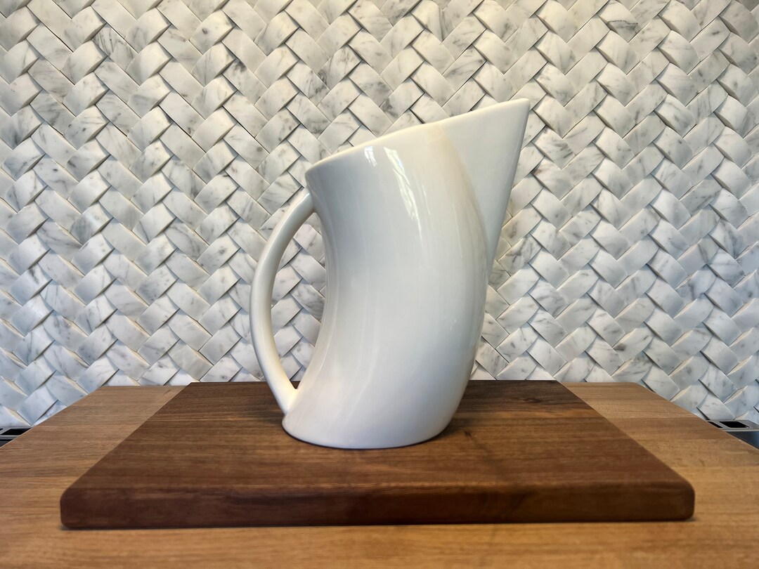Vintage Angled Spout White Ceramic Pitcher - Etsy